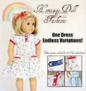 Heritage Doll Fashions - Vintage 30s Dress -Sewing pattern for 18" doll