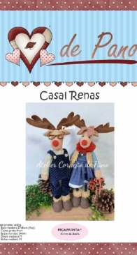 Atelier Coraçao de Pano - Reindeer Couple - Casal Renas - Portuguese