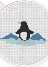 Daily Stitch Cross - Penguin And Mountains