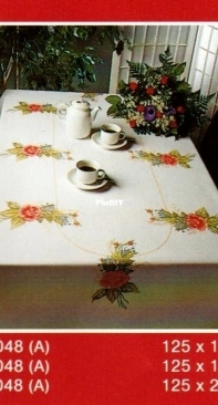 Permin - 44-2048, 52-2048, 56-2048 Bouquet of Roses Tablecloth XSD