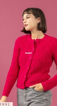 M2991 Round collar cardigan By Bergère de France - French, Danish, English - Free