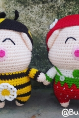 Amigurumi Cute Bee & Strawberry Pig Costume