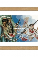 Vervaco PN-0157405 Long-Tailed Tits & Owl