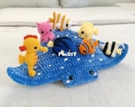 Affordable Cuteness - Theresas Crochet Shop - Theresa Grey / Kicher - Pack Ruby Ray the Mega Ray and  sea friends