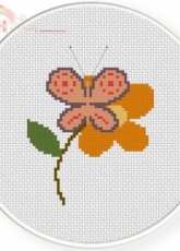 Daily Cross Stitch - Butterfly In Flower