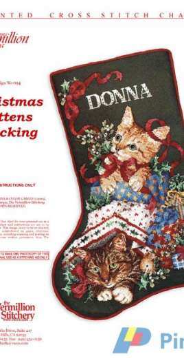 The Vermillion Stitchery 094 Christmas Kittens Stocking PCS + XSD