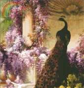 HAED EUB 0058 A Peacock and Doves in a Garden-Bidau