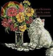 Dimensions 35180 Cat and Flowers XSD