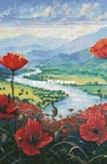 Artecy Cross Stitch - Red Poppies at River Valley by Fred Marsh