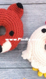 Oodles of Crochet Crafts - Rachel Zain - Doughnut Buddies - Fox and Chicken