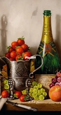 Bonny Art  - Large still life with champagne and strawberries XSD