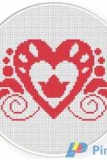 Daily Cross Stitch - Pretty Heart Damask