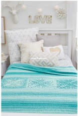 Red Heart - Rebecca J. Venton - LW5892 - Pretty Squares in a Row Bed Throw- Free