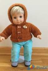 GrandmaKnits-Baby Doll Hooded Sweater for 15"inch Doll by Janice Helge-Free