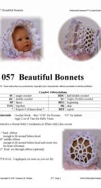 Patterns by Jeannine - Jeannine M. Holper - 057 Beautiful Bonnets