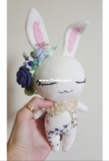 Amigurumi Bunny with Blue Rose