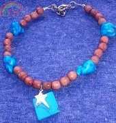 Wood & turquoise ankle bracelet