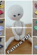 Marygurumi - Marylin Leveugle - Benedicte Doll body with 6 Outfits - French