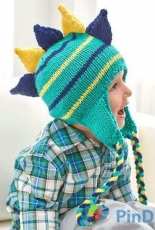 Dino Stripes Knit Hat Knitting Pattern Designed by Melody Rogers for Red Heart Yarns Free