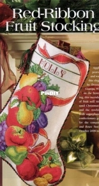 Red-Ribbon Fruit Stocking by Donna Vermillion Giampa from Just Cross Stitch Dec 2006 XSD