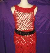 red crochet dress