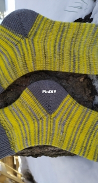 Yellow and grey socks