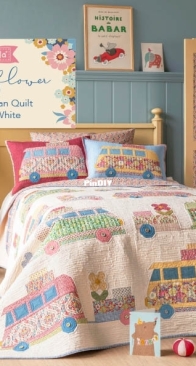 Tilda - Wallflower - Campervan Quilt - Putty White