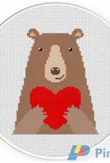 Daily Cross Stitch  - Cute Bear Heart