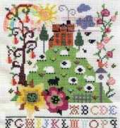 House on Hill sampler, by Barbara Ana