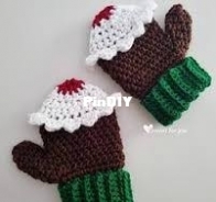 Crochet For You - Erangi Udeshika - Christmas Pudding Crochet Mittens - Free