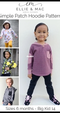 Ellie and Mac - Simple Patch Hoodie - Sizes 6 Months - 14 Years