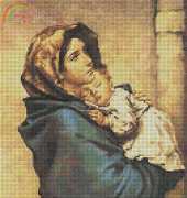 Christian Cross Stitch - Madonna of the Street by Roberto Ferruzzi