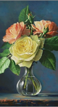 Gerdamoon 107 Roses on a Blue Background by P. Wagemans