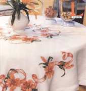 Tablecloth with lilies from Susanna Needlework 2004.04