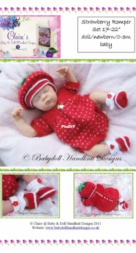 Strawberry Romper Set #F65 by Claires Baby doll Handknits Design