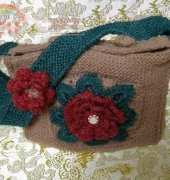 my work---Crochet-knitting combined rose small bag