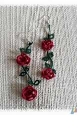 Tatting - rose earing