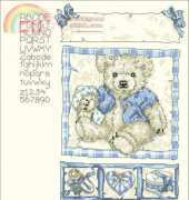 DMC K4111 K4110 Loveable Bears - Bear Birth Sampler (Pink) and Bear Birth Sampler (Blue) by Sarah Bengry PCS + XSD