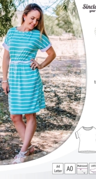 Sinclair Patterns - Zoe Relaxed Dolman Top and Drawstring Dress - sizes XS-XXL
