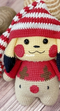 Craft by Anh / A Tiny Corner Us - Anh Van Nguyen - Pikachu in rudolph pajamas