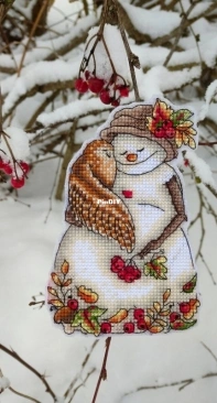 Snowman With An Owl Ornament  by ludmoin-Ludmila Oinonen