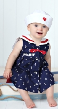 Tie Dye Diva - The Seaside  Sailor  Dress for Baby - 0-24 Months