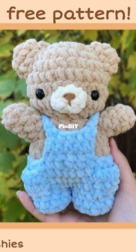 Pixie Plushies - Lorettas Loops - Loretta - Bear in Overalls - Free