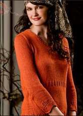 Leaf Trim V-Neck by Tabetha Hedrick
