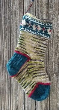 Holly Trimmed Stocking by Denise Bein Kroll-Free