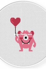 Daily Cross Stitch - Monster with Heart Balloon
