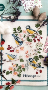 Création Point de Croix No.99 - mesange bleue by Monique Bonnin