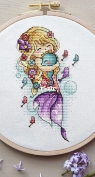 SA-stitch - Mermaid Holding A Sea Horse by Alexandra Zamorina