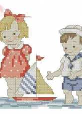 Summer Kids -  Rock the Boat by Maria Diaz from Cross Stitch Collection 120