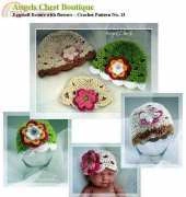 Angels Chest Boutique - Mary Angel Morris - 13 Eggshell Beanie with Flower Pattern
